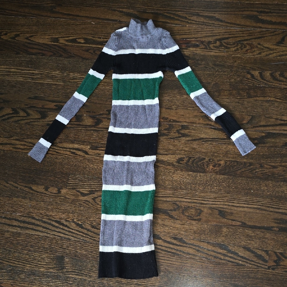 Forever 21 Multicolor Striped Long Sleeve Dress